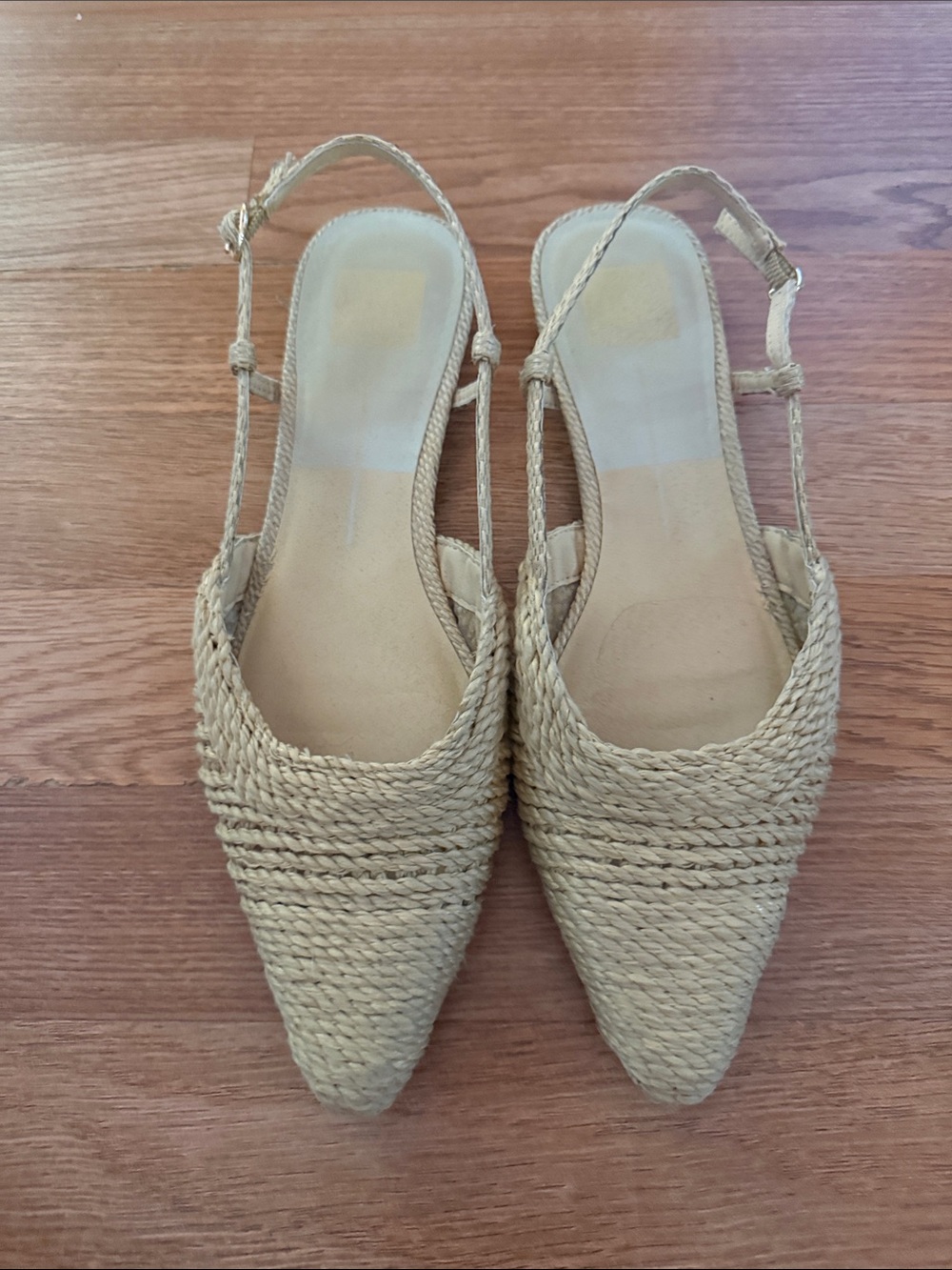 Dolce Vita Braided Pointed Slingback Mules in Beige